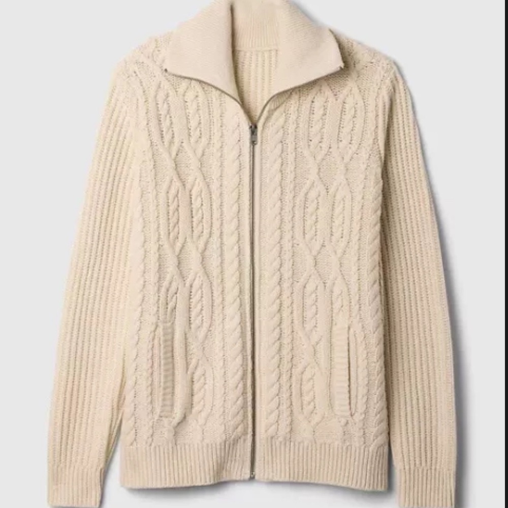 Men’s Full-Zip Sweater Cardigan cream